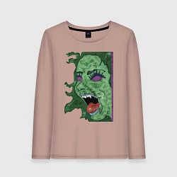 Лонгслив хлопковый женский Не в настроении, цвет: пыльно-розовый