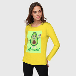 Лонгслив хлопковый женский Милое авокадо девочка, цвет: желтый — фото 2