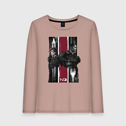 Лонгслив хлопковый женский Mass Effect N7 - Shepard, цвет: пыльно-розовый