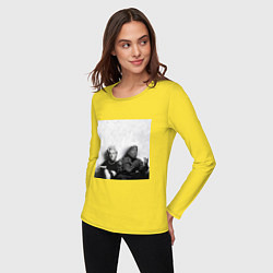 Лонгслив хлопковый женский Тупак Шакур & Мэрилин Монро, цвет: желтый — фото 2