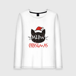 Лонгслив хлопковый женский Meow - Christmas, цвет: белый