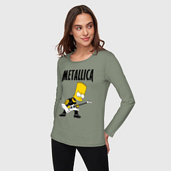 Лонгслив хлопковый женский Металлика Барт Симпсон, цвет: авокадо — фото 2