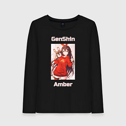 Лонгслив хлопковый женский Amber Genshin impact, цвет: черный