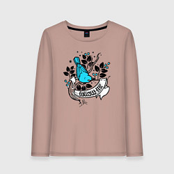 Лонгслив хлопковый женский Птица и ягоды - follow me, цвет: пыльно-розовый