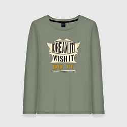 Лонгслив хлопковый женский Dream it, Wish it, Do it, цвет: авокадо