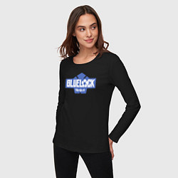 Лонгслив хлопковый женский Logo Blue Lock, цвет: черный — фото 2