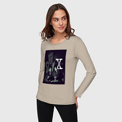 Лонгслив хлопковый женский X poster, цвет: миндальный — фото 2