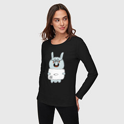 Лонгслив хлопковый женский Кролик с модным телефоном, цвет: черный — фото 2