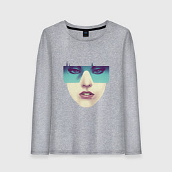 Лонгслив хлопковый женский Lady gaga face, цвет: меланж