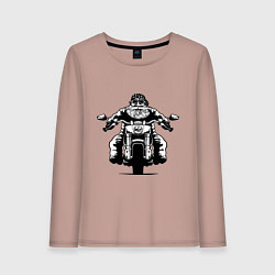 Лонгслив хлопковый женский Wide biker, цвет: пыльно-розовый