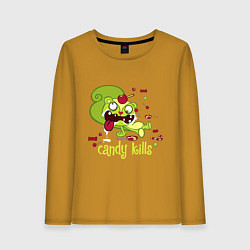 Лонгслив хлопковый женский Nutty - candy kills, цвет: горчичный