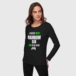 Лонгслив хлопковый женский I paused Rainbow Six to be here с зелеными стрелка, цвет: черный — фото 2