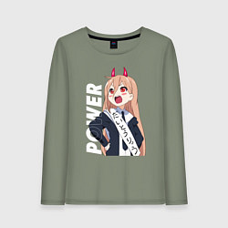 Лонгслив хлопковый женский Power Человек бензопила, цвет: авокадо