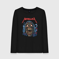 Лонгслив хлопковый женский Metallica skull, цвет: черный