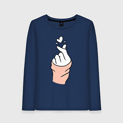 Лонгслив хлопковый женский Hand click, цвет: тёмно-синий