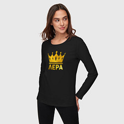 Лонгслив хлопковый женский Лера корона, цвет: черный — фото 2