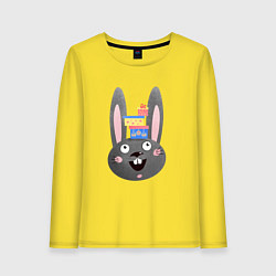 Лонгслив хлопковый женский Черный кролик с подарками, цвет: желтый