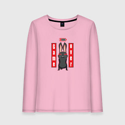 Лонгслив хлопковый женский Черный кролик game over, цвет: светло-розовый