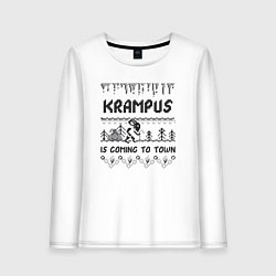 Лонгслив хлопковый женский Krampus is coming to town, цвет: белый
