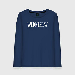 Лонгслив хлопковый женский Wednesday Logo, цвет: тёмно-синий