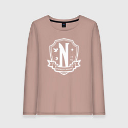 Лонгслив хлопковый женский Академия Невермор, цвет: пыльно-розовый
