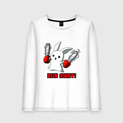Лонгслив хлопковый женский Rabbit run away, цвет: белый