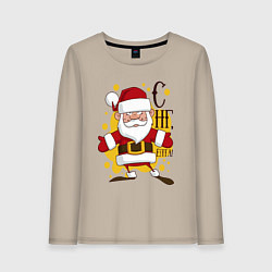 Лонгслив хлопковый женский С новым годом ёпта, цвет: миндальный