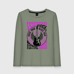 Лонгслив хлопковый женский Гитара с крыльями voodoo rock, цвет: авокадо