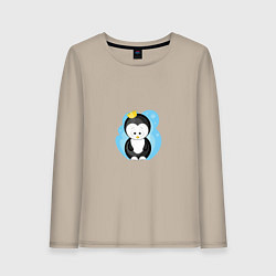 Лонгслив хлопковый женский Королевский пингвин, цвет: миндальный