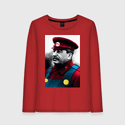 Лонгслив хлопковый женский Иосиф Виссарионович Сталин - memes Mario, цвет: красный