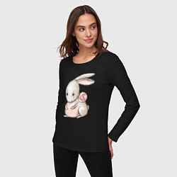 Лонгслив хлопковый женский Серый кролик с леденцом, цвет: черный — фото 2