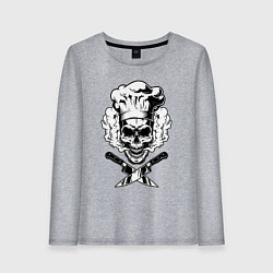 Лонгслив хлопковый женский The cooks skull, цвет: меланж