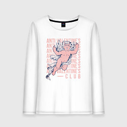 Лонгслив хлопковый женский Club Anti valentines, цвет: белый
