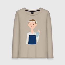 Лонгслив хлопковый женский Рыбный мастер, цвет: миндальный