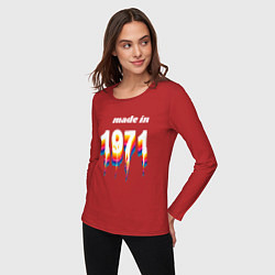 Лонгслив хлопковый женский Made in 1971 liquid art, цвет: красный — фото 2