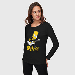 Лонгслив хлопковый женский Slipknot Барт Симпсон рокер, цвет: черный — фото 2