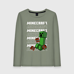 Лонгслив хлопковый женский Крипер Майнкрафт, цвет: авокадо