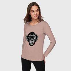 Лонгслив хлопковый женский Шимпанзе с сигарой, цвет: пыльно-розовый — фото 2