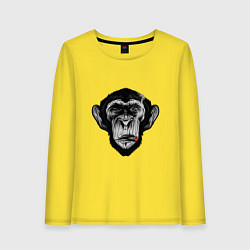 Лонгслив хлопковый женский Шимпанзе с сигарой, цвет: желтый