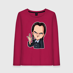 Лонгслив хлопковый женский Уэнсдэй показывает средний палец, цвет: маджента
