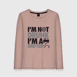 Лонгслив хлопковый женский Я не пьяный, я дрифтер, цвет: пыльно-розовый