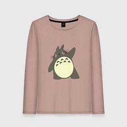 Лонгслив хлопковый женский Hello Totoro, цвет: пыльно-розовый