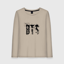 Лонгслив хлопковый женский BTS logo, цвет: миндальный