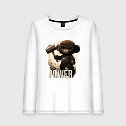 Лонгслив хлопковый женский Animal power, цвет: белый