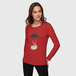 Лонгслив хлопковый женский Тоторо под зонтиком, цвет: красный — фото 2