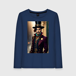 Лонгслив хлопковый женский Johnny Depp steampunk style, цвет: тёмно-синий