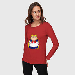 Лонгслив хлопковый женский Totoro Sailor Moon, цвет: красный — фото 2
