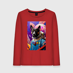 Женский лонгслив Пёс космонавт - нейросеть