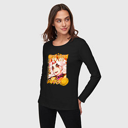 Лонгслив хлопковый женский Итто Аратаки гео элемент, цвет: черный — фото 2