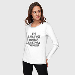Лонгслив хлопковый женский Im doing analyst things, цвет: белый — фото 2